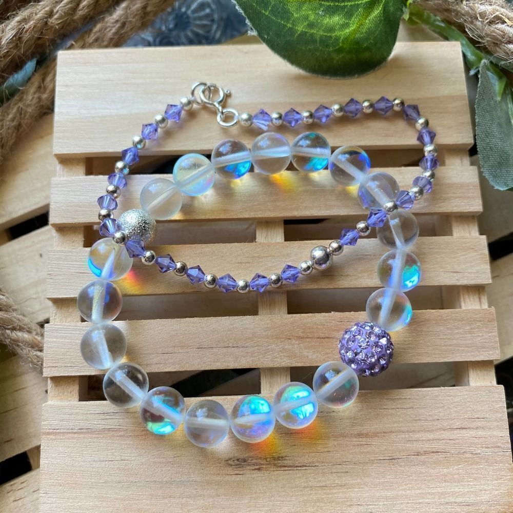 Mystic Aura Quarts & Sterling Crystal Bracelets